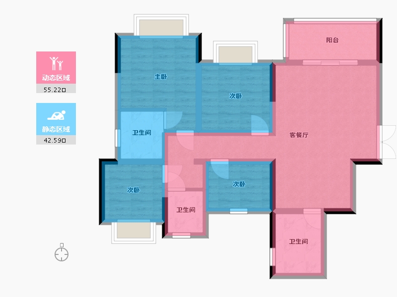 四川省-泸州市-华辰嘉园(建设中)-95.03-户型库-动静分区