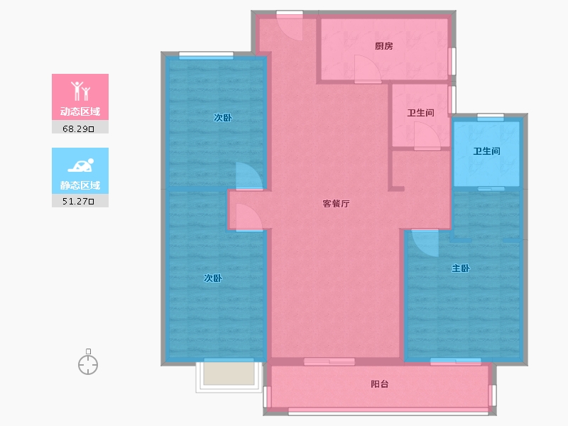 贵州省-铜仁市-桂花广场-108.00-户型库-动静分区