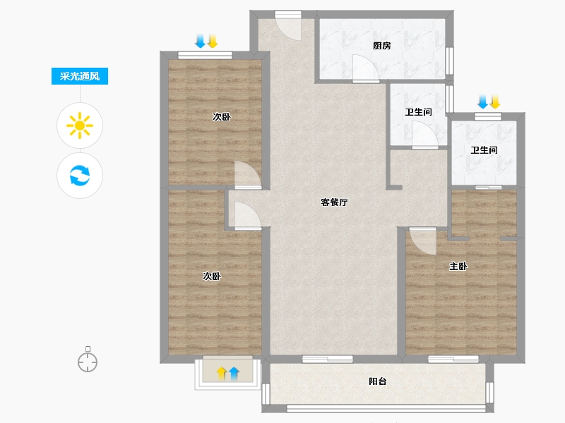 贵州省-铜仁市-桂花广场-108.00-户型库-采光通风