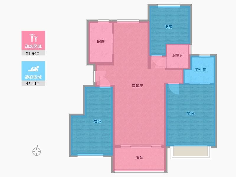 江苏省-南京市-棠雅-92.60-户型库-动静分区