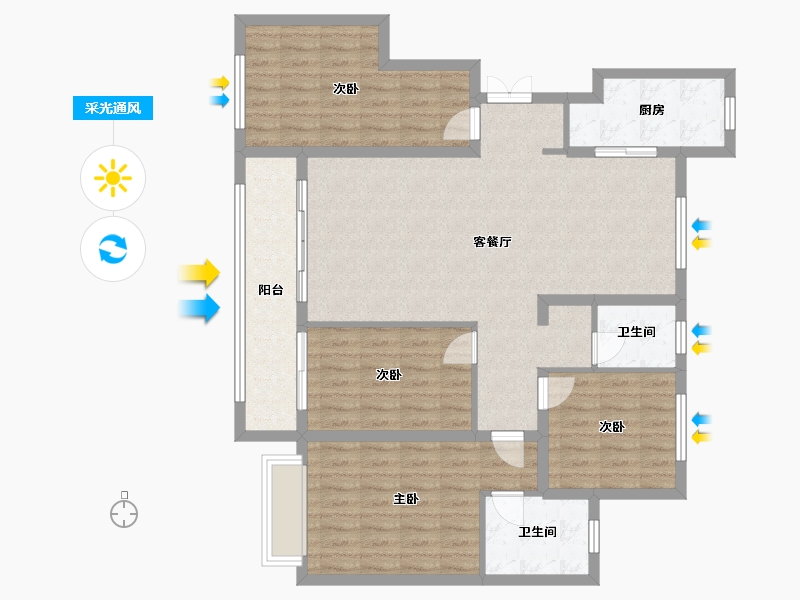 河北省-石家庄市-百合御景城-120.00-户型库-采光通风