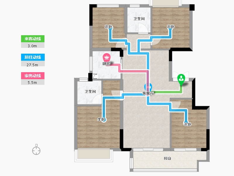 湖南省-长沙市-长沙县金辉优步星樾云邸-96.00-户型库-动静线