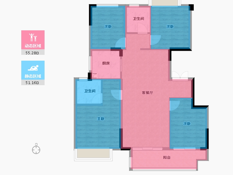 湖南省-长沙市-长沙县金辉优步星樾云邸-96.00-户型库-动静分区