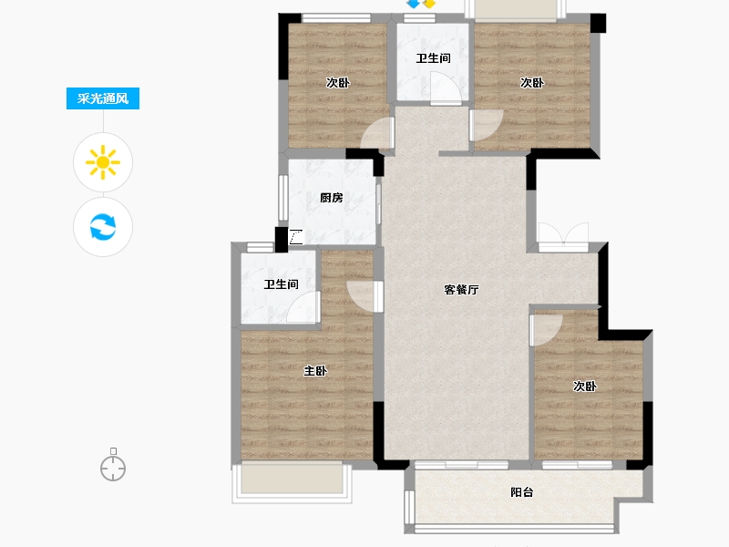 湖南省-长沙市-长沙县金辉优步星樾云邸-96.00-户型库-采光通风