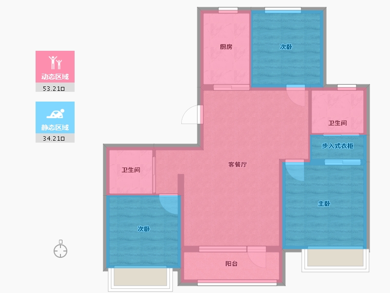 吉林省-长春市-大众理想城市-88.91-户型库-动静分区