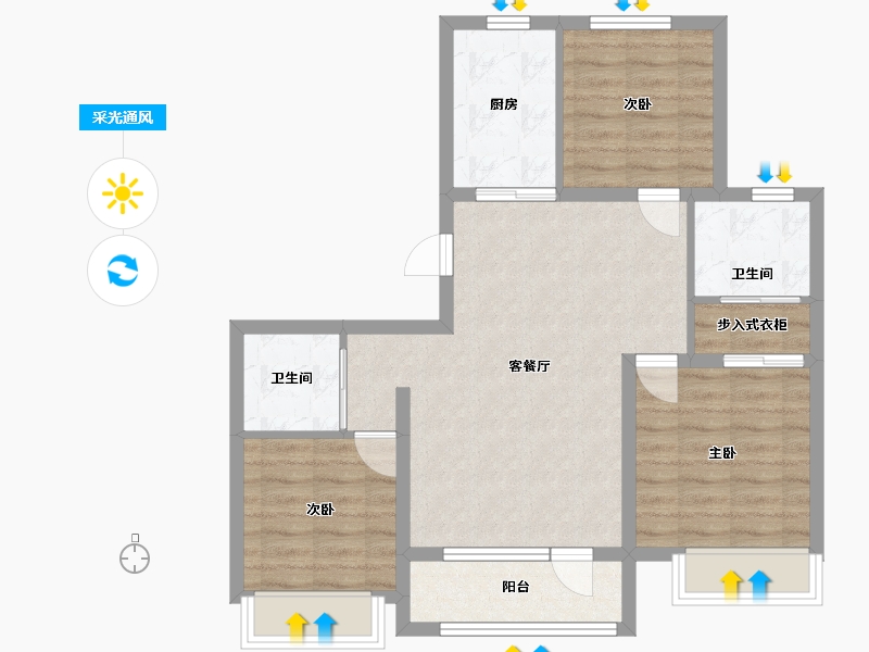 吉林省-长春市-大众理想城市-88.91-户型库-采光通风