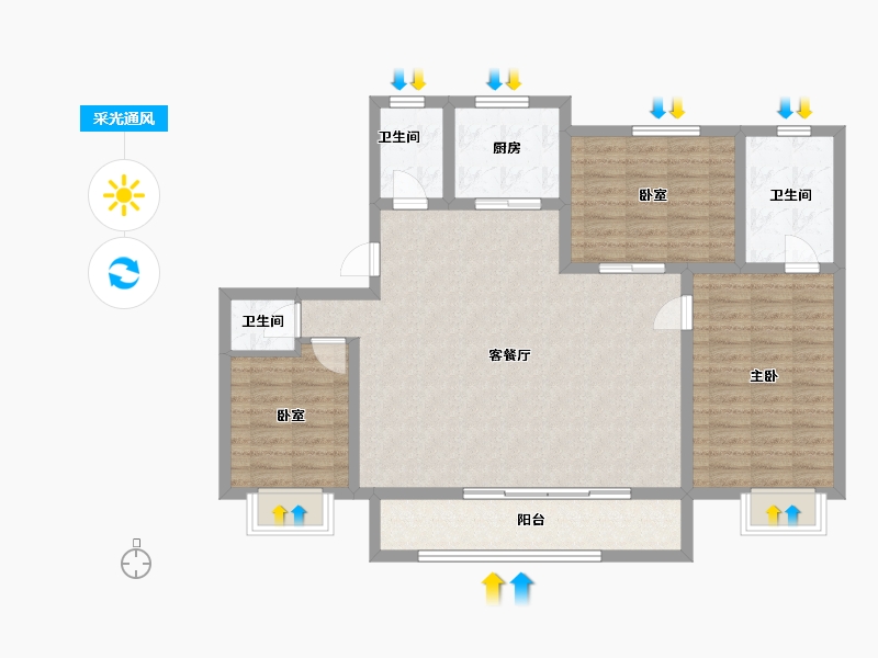 山东省-青岛市-龙湖悠山郡-105.00-户型库-采光通风