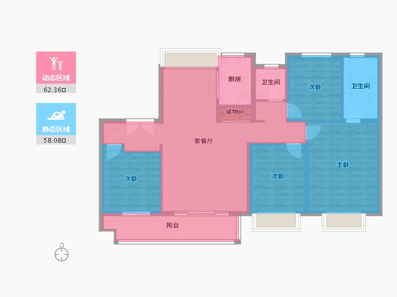 江苏省-徐州市-中南珍宝岛熙悦府-118.44-户型库-动静分区