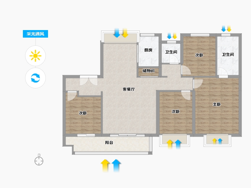 江苏省-徐州市-中南珍宝岛熙悦府-118.44-户型库-采光通风