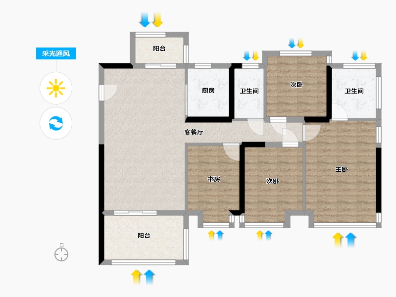 广西壮族自治区-柳州市-红星天悦-108.00-户型库-采光通风