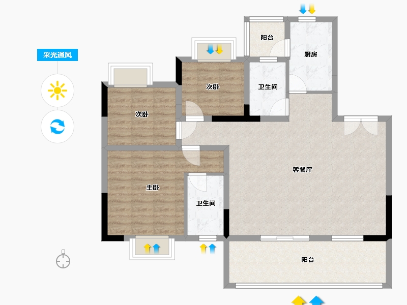 贵州省-安顺市-时代顺城-115.00-户型库-采光通风