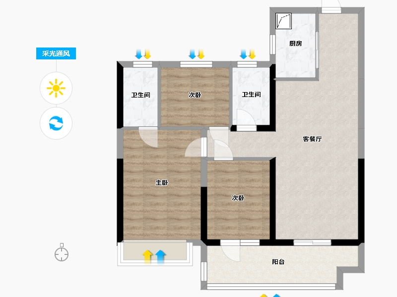 湖北省-黄冈市-黄冈碧桂园-80.25-户型库-采光通风