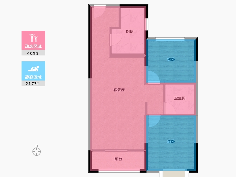 内蒙古自治区-通辽市-通辽富力城Ⅱ期-62.44-户型库-动静分区