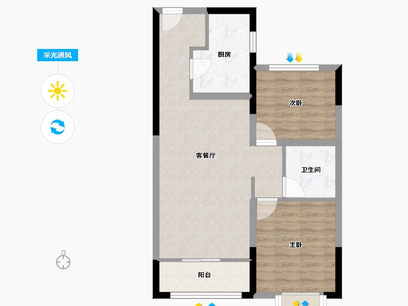 内蒙古自治区-通辽市-通辽富力城Ⅱ期-62.44-户型库-采光通风