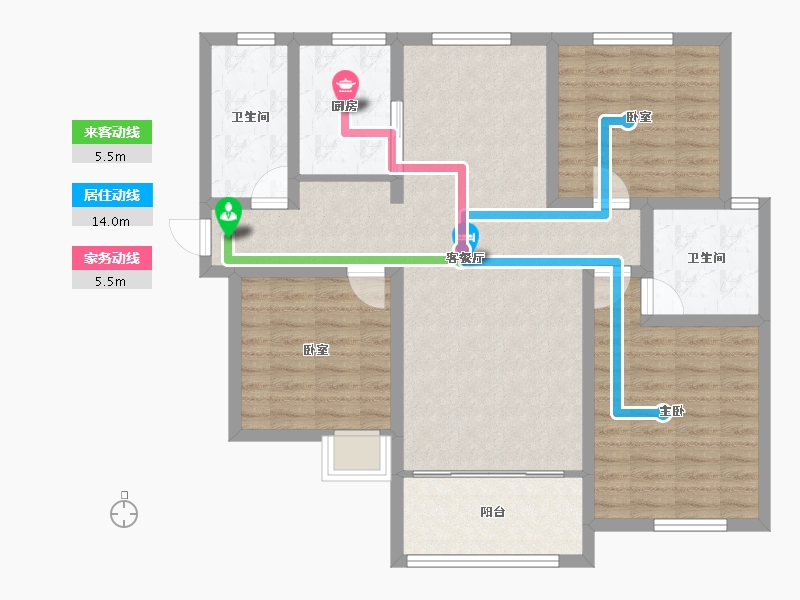 山东省-聊城市-骏宏·东晟御景-102.40-户型库-动静线