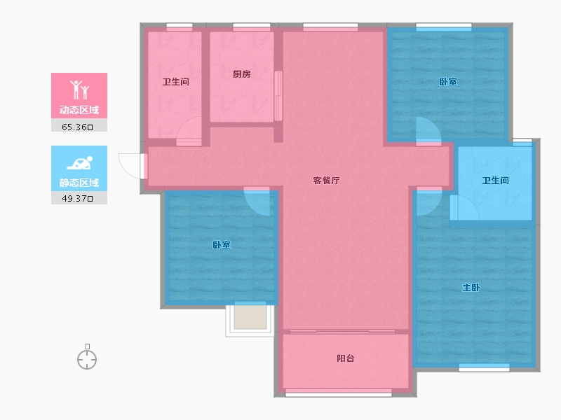 山东省-聊城市-骏宏·东晟御景-102.40-户型库-动静分区