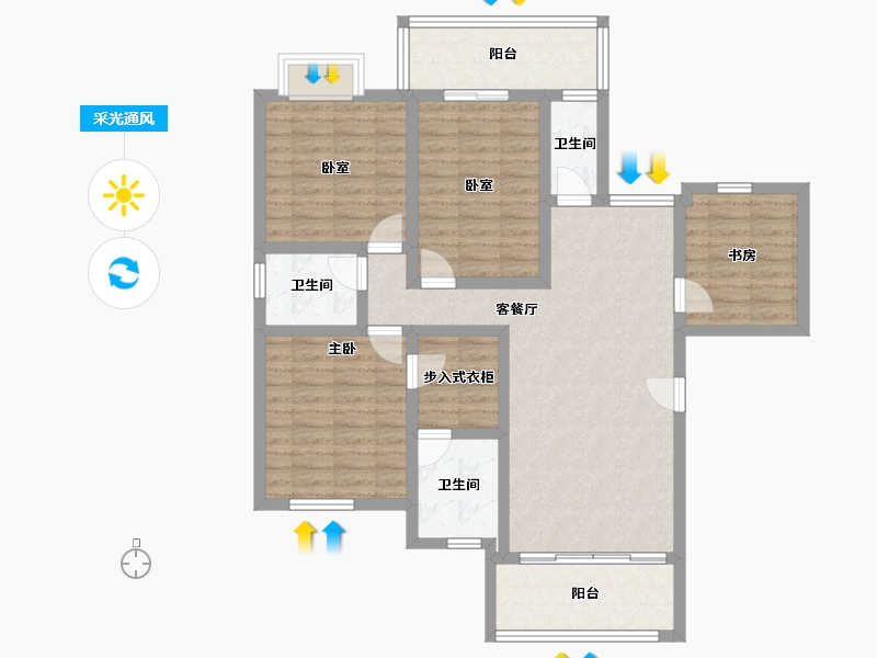 贵州省-安顺市-国风原著-104.06-户型库-采光通风