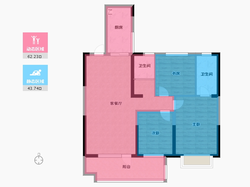 山东省-淄博市-金城荣基柳泉书院-94.40-户型库-动静分区