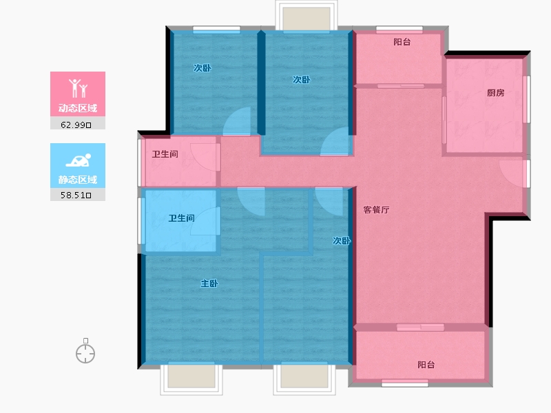 广东省-江门市-中梁旭辉壹号院-109.56-户型库-动静分区