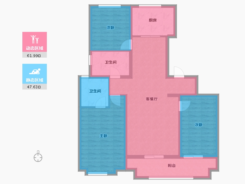 内蒙古自治区-通辽市-通辽富力城Ⅱ期-97.84-户型库-动静分区