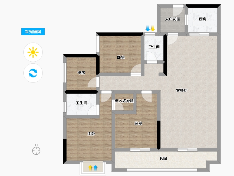 贵州省-安顺市-世通山语湖-106.75-户型库-采光通风