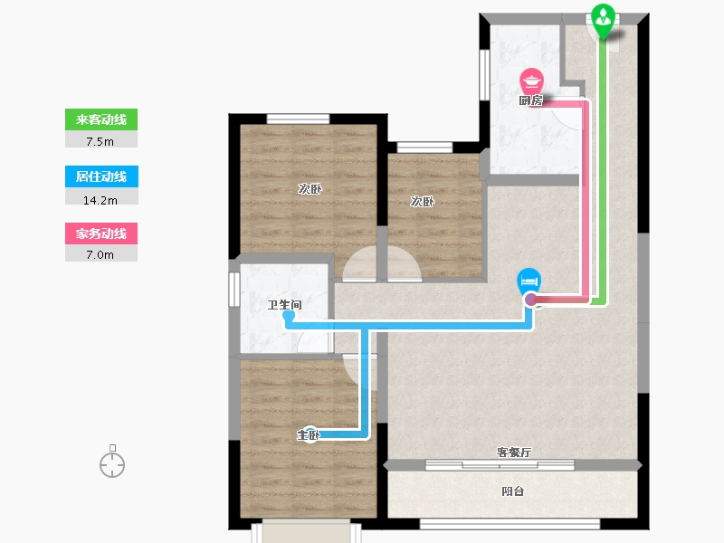 内蒙古自治区-通辽市-通辽富力城Ⅱ期-84.52-户型库-动静线