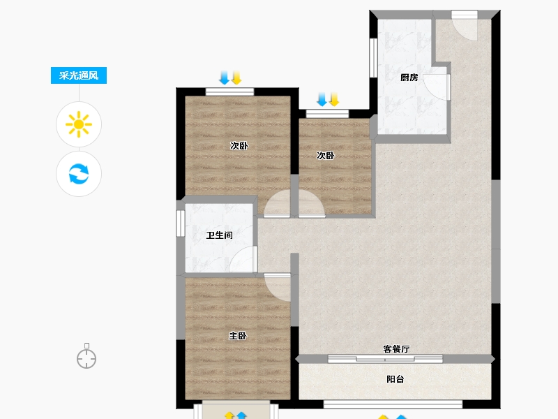 内蒙古自治区-通辽市-通辽富力城Ⅱ期-84.52-户型库-采光通风