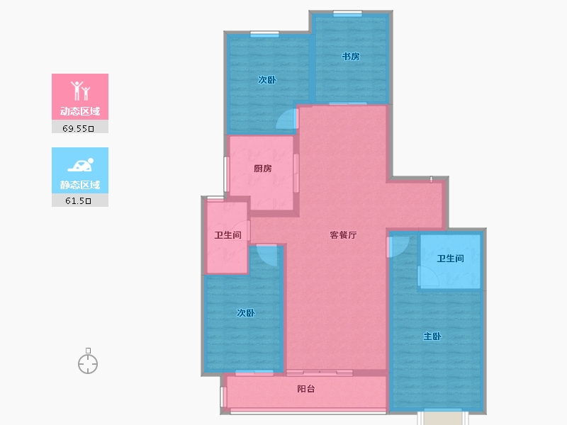 内蒙古自治区-通辽市-通辽富力城Ⅱ期-118.29-户型库-动静分区