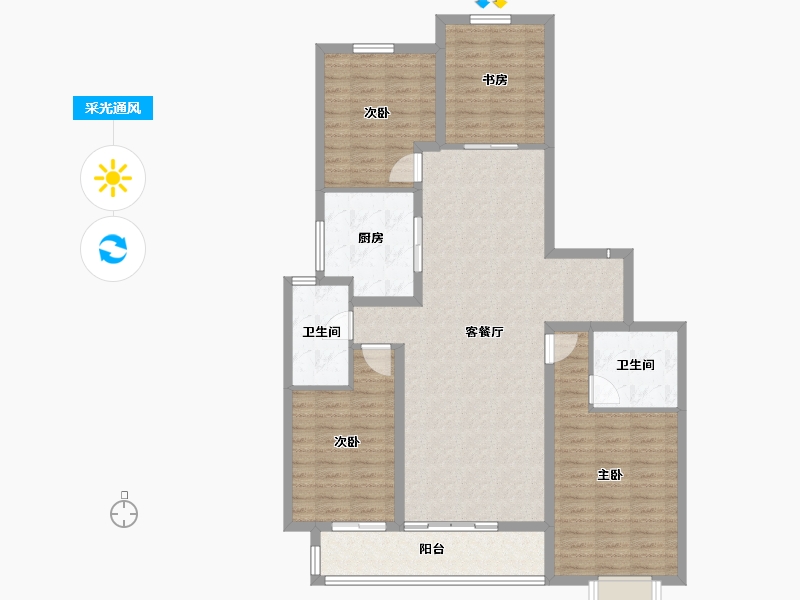 内蒙古自治区-通辽市-通辽富力城Ⅱ期-118.29-户型库-采光通风