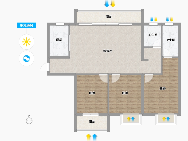 福建省-三明市-瑞泉景苑-92.01-户型库-采光通风