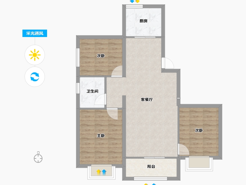 内蒙古自治区-通辽市-星湖世家北区-76.34-户型库-采光通风