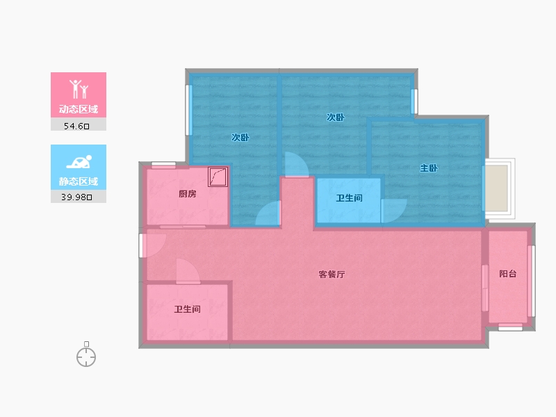 内蒙古自治区-鄂尔多斯市-龙泽家园-95.00-户型库-动静分区