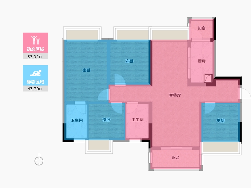 贵州省-贵阳市-蓝光雍锦湾-93.25-户型库-动静分区