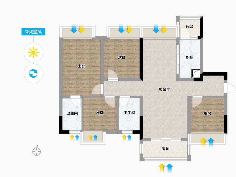 贵州省-贵阳市-蓝光雍锦湾-93.25-户型库-采光通风