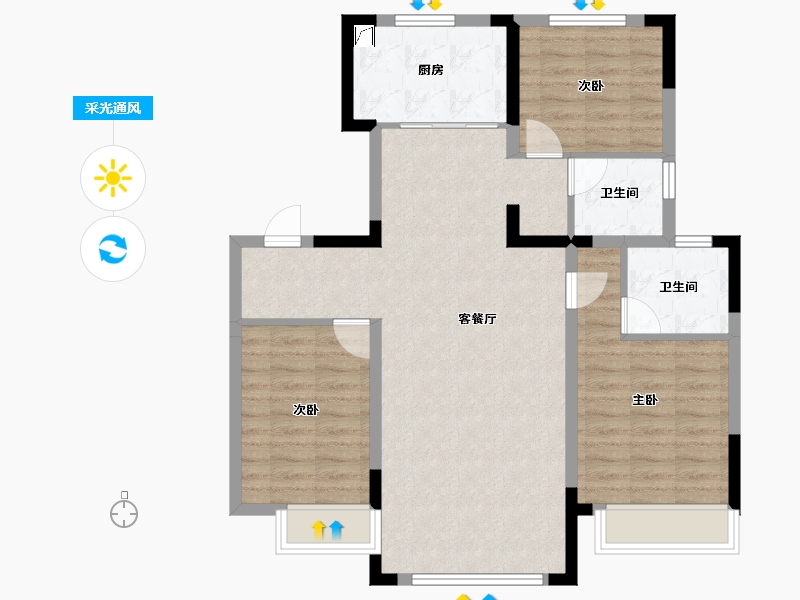 河北省-邯郸市-碧桂园天辰府-88.74-户型库-采光通风