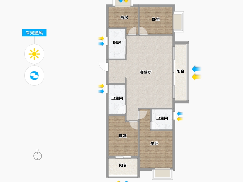 福建省-三明市-瑞泉景苑-96.80-户型库-采光通风