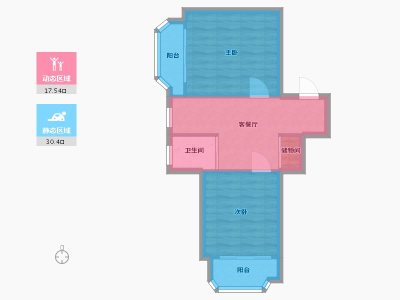 上海-上海市-大连路975弄-46.00-户型库-动静分区