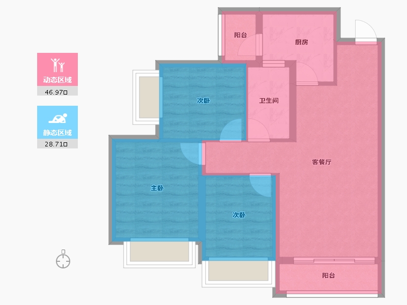 四川省-成都市-佳乐云锦阁-67.12-户型库-动静分区