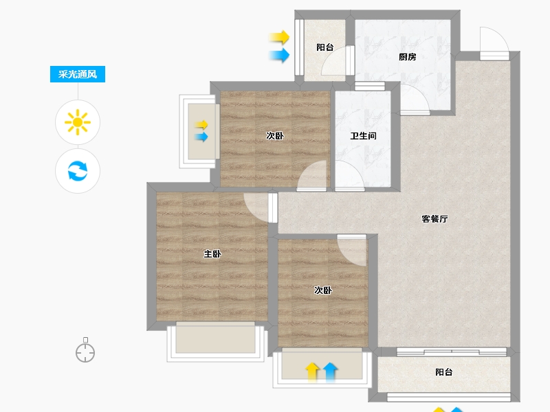 四川省-成都市-佳乐云锦阁-67.12-户型库-采光通风