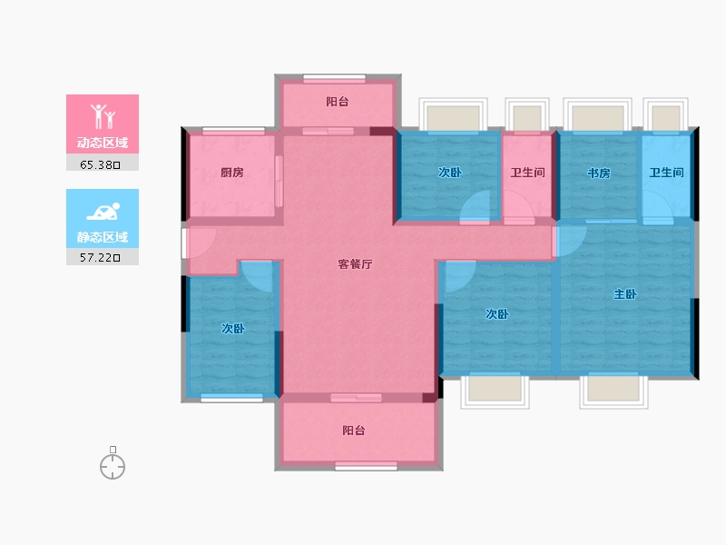 广东省-江门市-碧桂园·滨江天元-109.06-户型库-动静分区