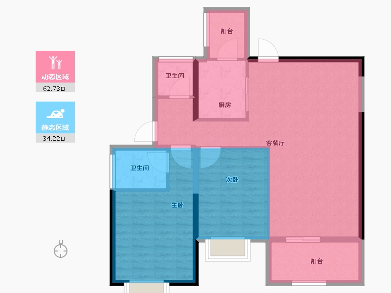 广东省-江门市-中梁旭辉壹号院-87.62-户型库-动静分区