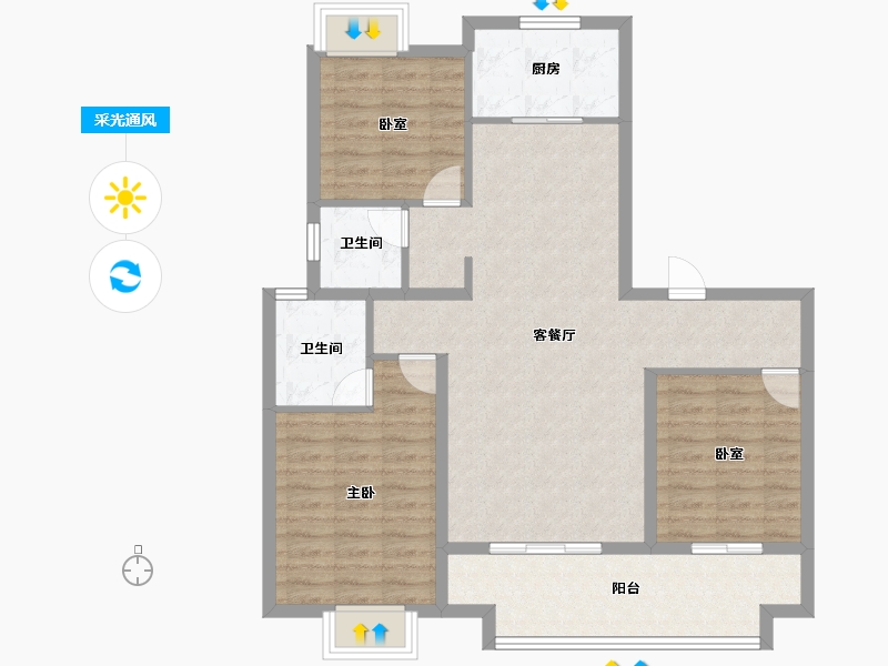 福建省-三明市-瑞泉景苑-93.60-户型库-采光通风