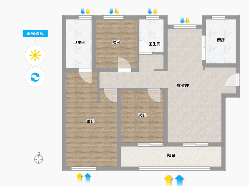 陕西省-西安市-中南春风南岸-93.00-户型库-采光通风