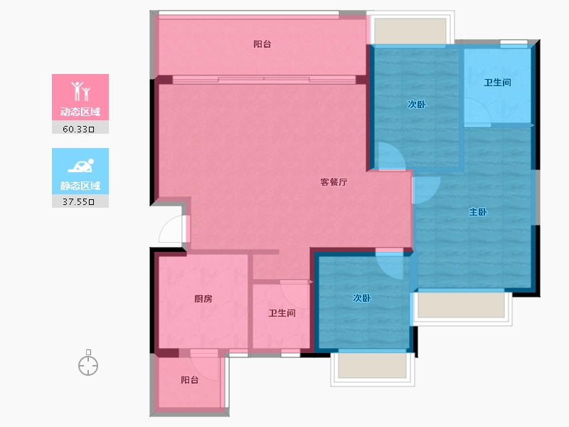 广东省-江门市-台山恒大名都-88.27-户型库-动静分区