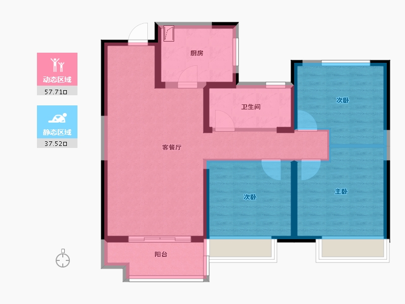 山东省-淄博市-金科集美嘉亿-84.79-户型库-动静分区