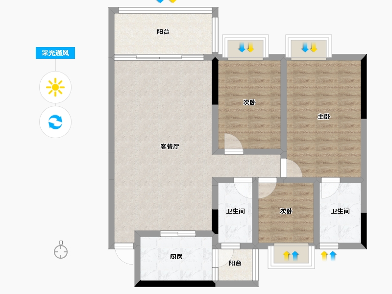 贵州省-安顺市-安顺凤凰林苑-90.98-户型库-采光通风