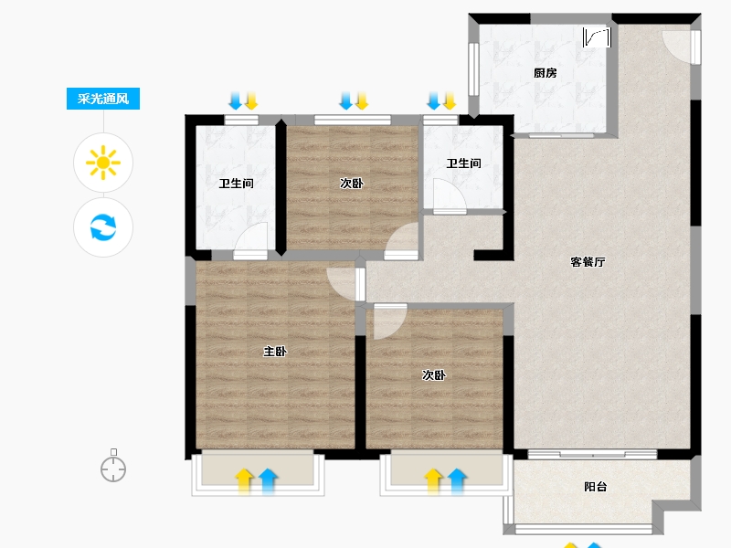 山东省-淄博市-金科集美嘉亿-100.00-户型库-采光通风