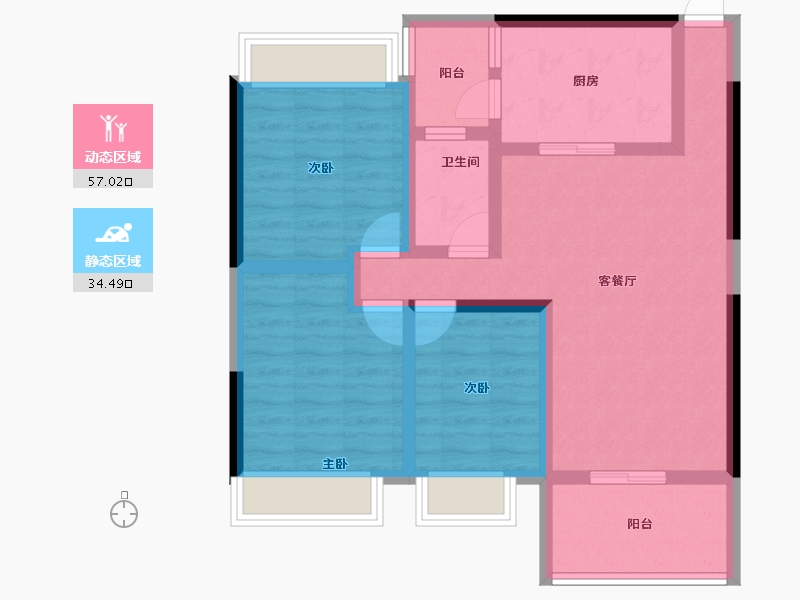 贵州省-安顺市-安顺凤凰林苑-80.18-户型库-动静分区