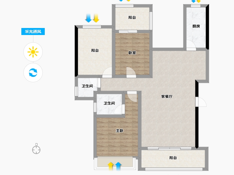 贵州省-安顺市-国风原著-95.63-户型库-采光通风