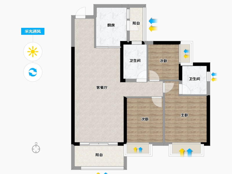 广东省-江门市-台山恒大翡翠华庭-91.05-户型库-采光通风